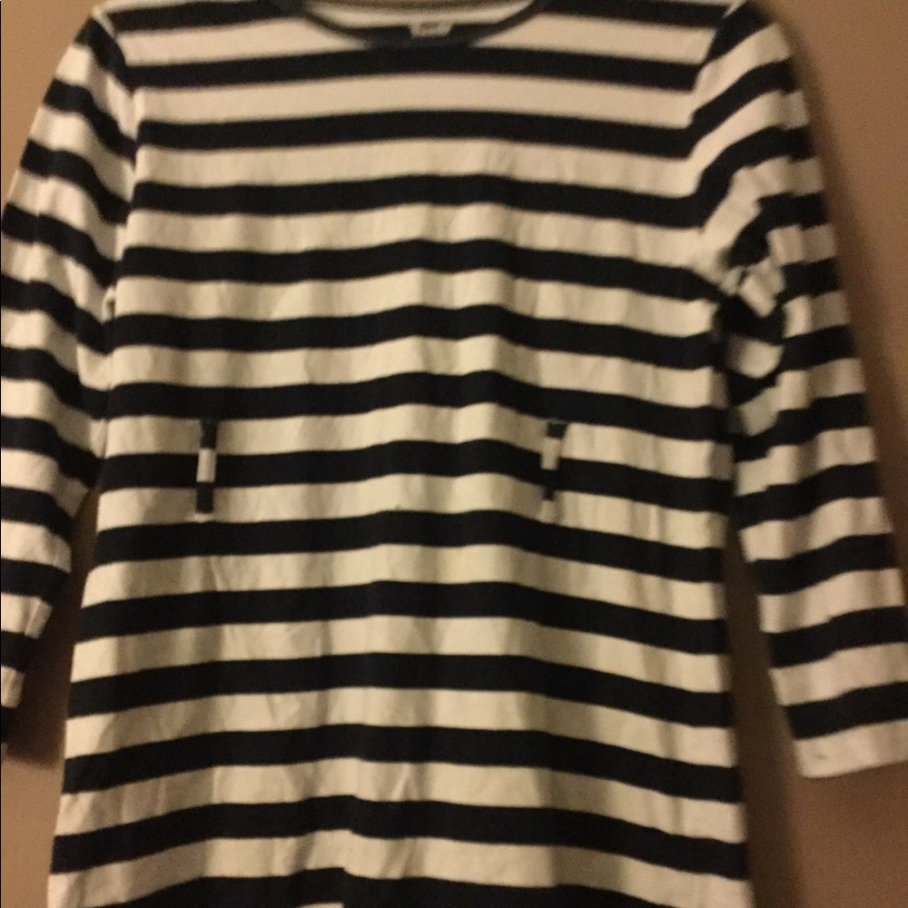 Black and white striped dress with belt loops